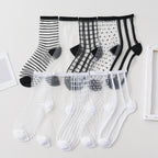Summer Lace Mesh Transparent Women Socks Ultra-thin Breathable Women Girls Short Socks Harajuku Vintage Streetwear Crew Socks - Matrix Studios