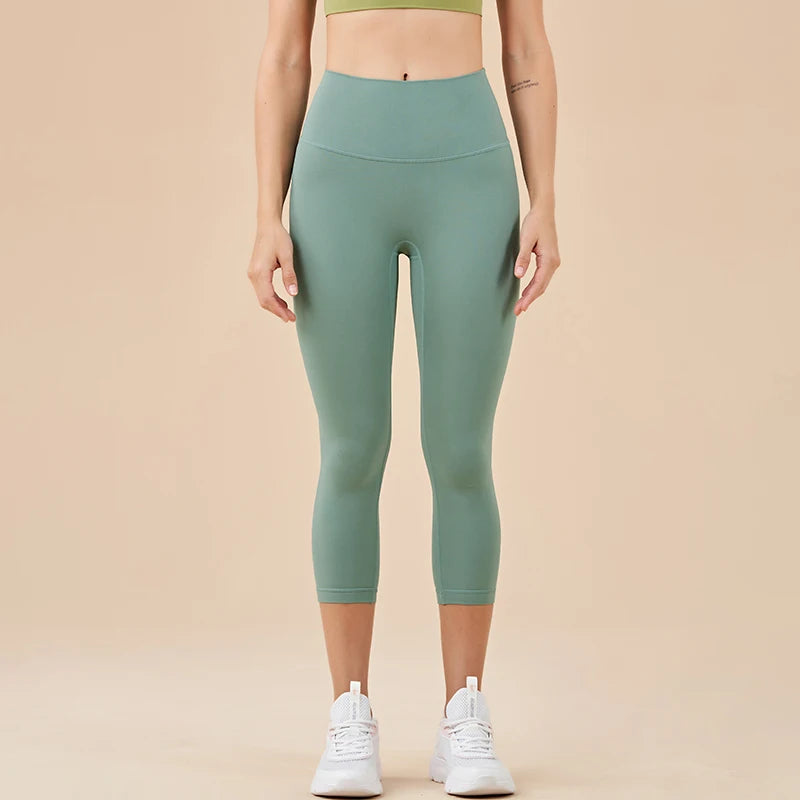 SOISOU Nylon Yoga Capri Pants Leggings Women's Pants Gym Sexy High Waist Tight Breathable Elastic Girl Sports Pants 13 Colors - Matrix-studios.com