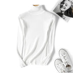 Casual Soft Polo-neck Jumper New Autumn Winter Women Knitted Turtleneck Sweater Fashion Slim Elasticity Solid Ribbed Pullovers - Matrix Studios