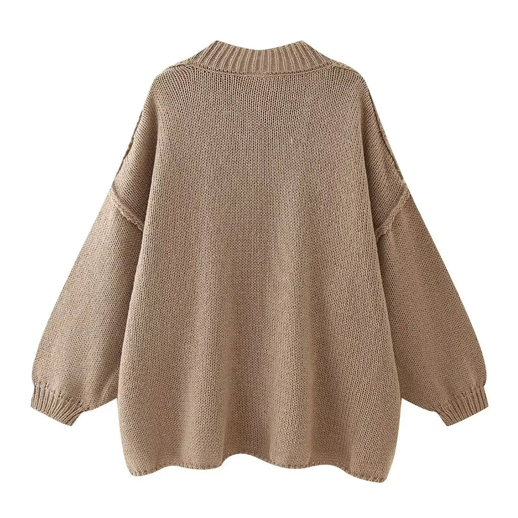 Casual Cardigan Women Sweater Loose Single Breasted O-neck Fashion Sweaters Autumn Office Female All-match Top Coat - Matrix Studios