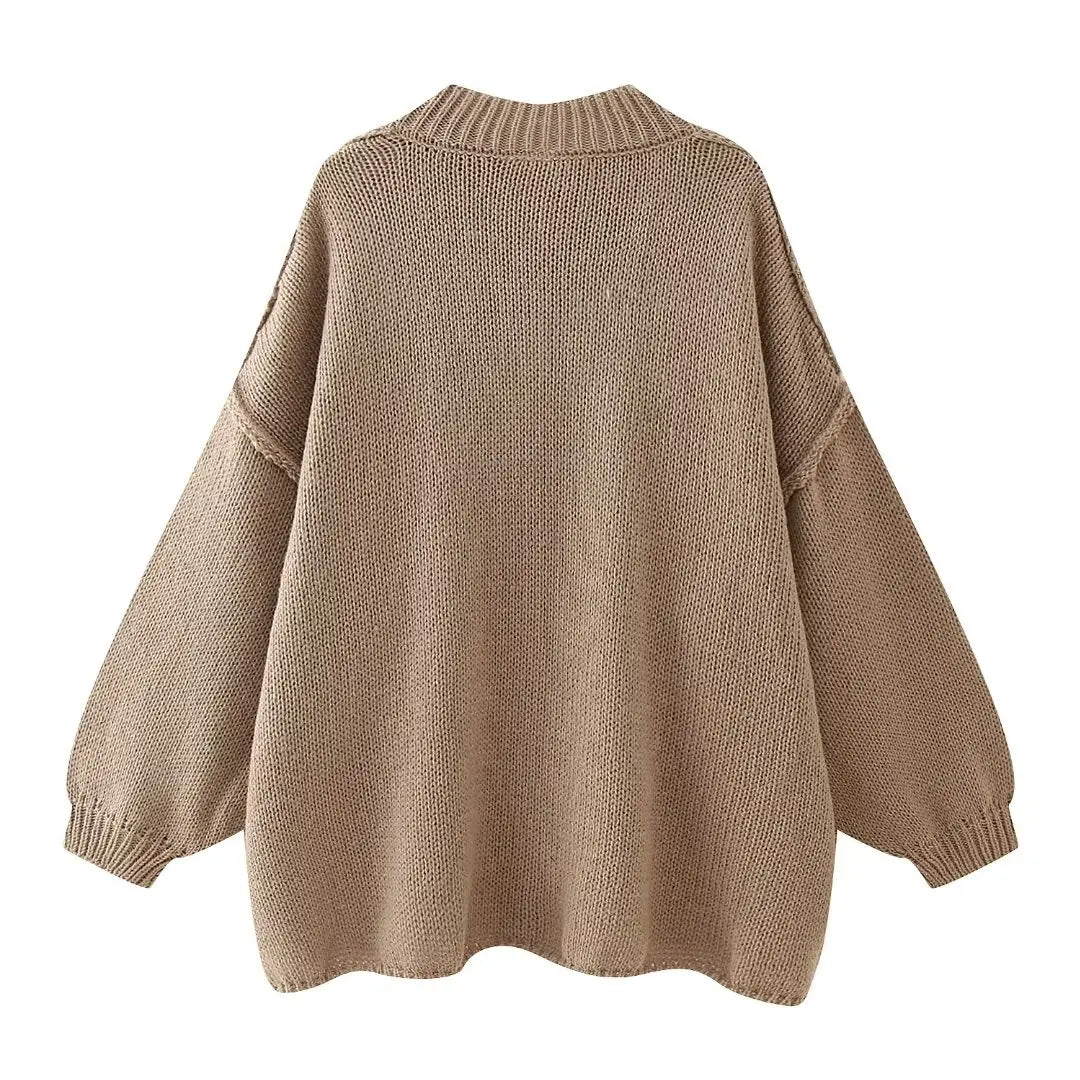 Casual Cardigan Women Sweater Loose Single Breasted O-neck Fashion Sweaters Autumn Office Female All-match Top Coat - Matrix Studios