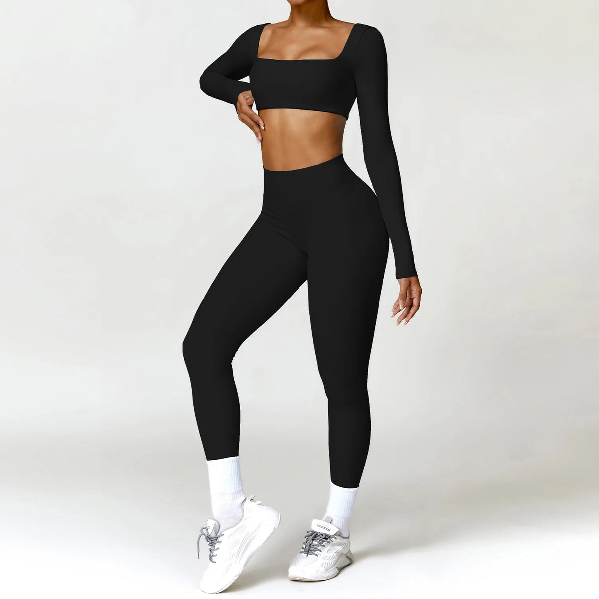 Summer 2PCS Yoga Suit Sports Set Women Quick-Dry Gym Set Women Tracksuit Running Workout Long Sleeve Sports Shirt Yoga Clothing - Matrix-studios.com