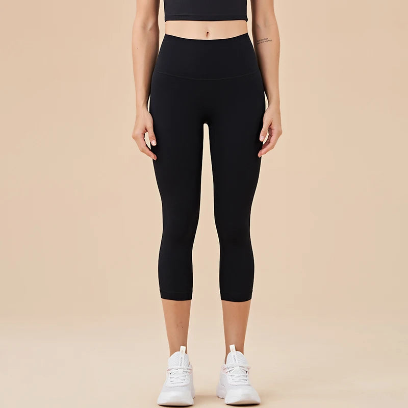 SOISOU Nylon Yoga Capri Pants Leggings Women's Pants Gym Sexy High Waist Tight Breathable Elastic Girl Sports Pants 13 Colors - Matrix-studios.com