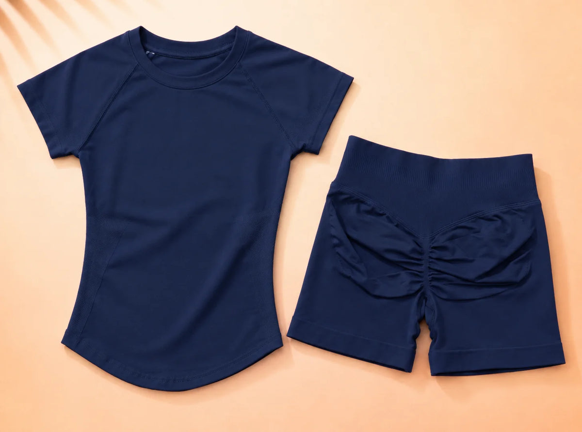 3 Pieces Gym Set Woman Seamless Short Sleeve Top Scrunch Gym Shorts Sport Strappy Bra Bodysuit Workout Suits Gym Clothes - Matrix-studios.com