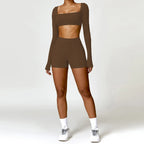 Summer 2PCS Yoga Suit Sports Set Women Quick-Dry Gym Set Women Tracksuit Running Workout Long Sleeve Sports Shirt Yoga Clothing - Matrix-studios.com