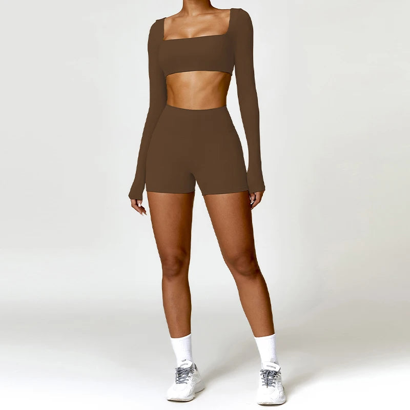 Summer 2PCS Yoga Suit Sports Set Women Quick-Dry Gym Set Women Tracksuit Running Workout Long Sleeve Sports Shirt Yoga Clothing - Matrix-studios.com