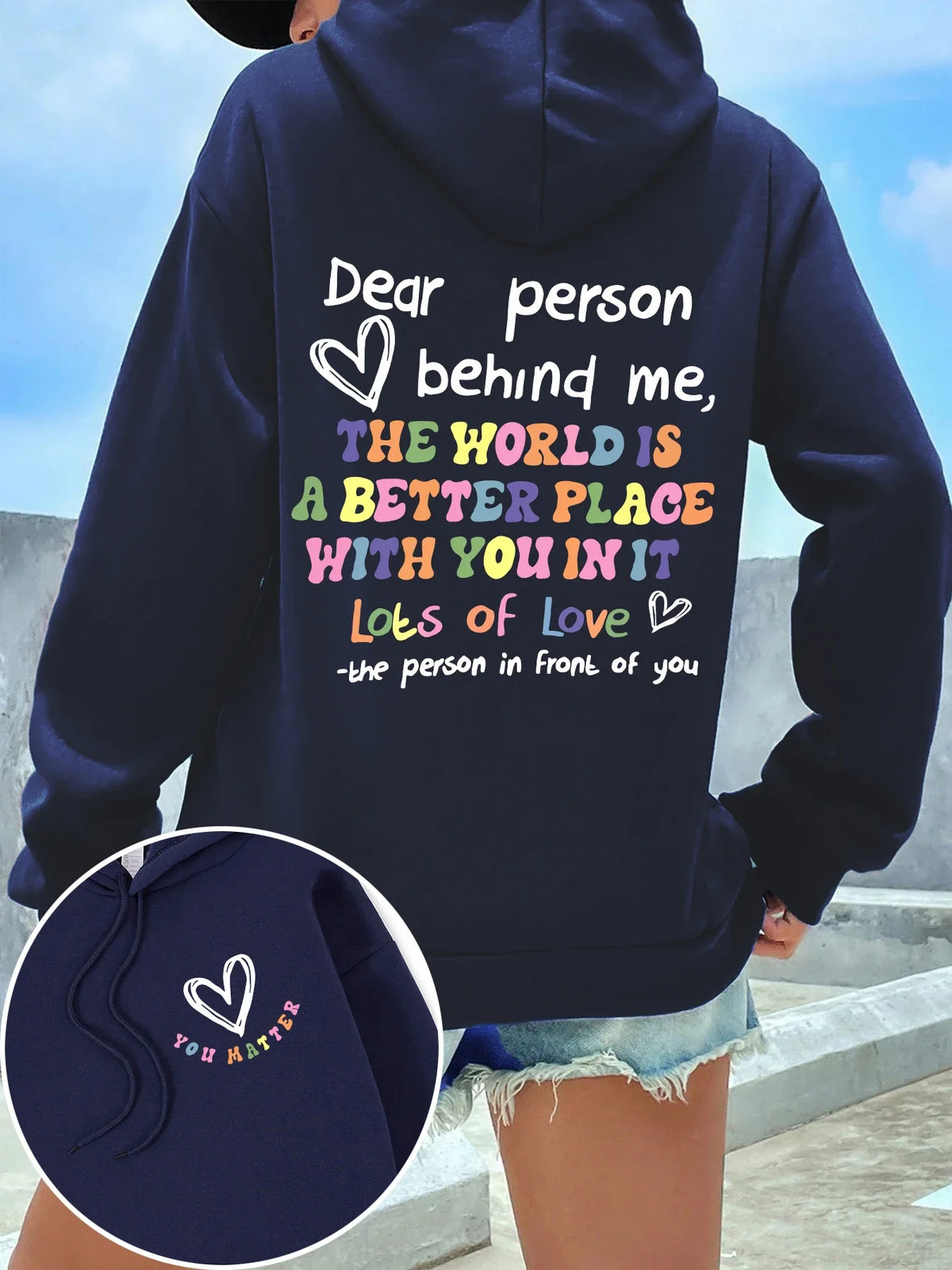 Dear Person Behind Me Hoodie Women Colored Letters Warm Fleece Woman Hoody Fur-liner Spring Autumn Hoodies Y2K Casual Tops - Matrix Studios