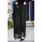 Middle-aged Women's Jeans Spring Autumn Stretch Waist Straight Denim Pants Large Size Loose High Waist Casual Black Blue Trouser - Matrix-studios.com