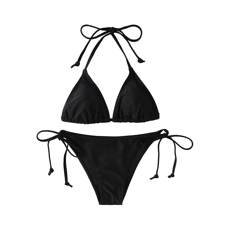 2Pc/Set 2024 Fashion Sexy Swimsuit Women Bikinis Set Triangle Swimwear String Beachwear Thong One Piece Suits Brazilian Biquini - Matrix-studios.com