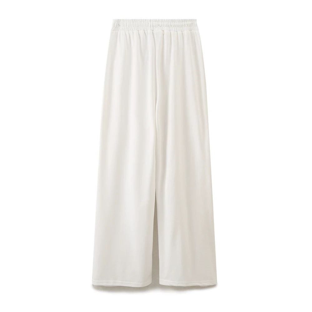 DUOPERI Women Fashion 2 Pieces Sets Solid Loose T-Shirt and High Elastic Waist Trousers Female Chic Lady Casual Pant Coordinates - Matrix-studios.com