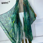 WINYI Kimono Summer Perspective Sexy Cardigan Beach Dress Abaya Dubai Luxury Bikini Cover Up Holiday Beach Outfits for Women - Matrix Studios