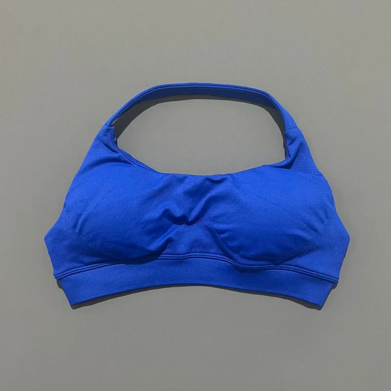 Women Sports Bra Seamless Halter Yoga Clothes Removable Cups Women Workout Clothing Gym Backless Bra Running Workout Tops - Matrix Studios