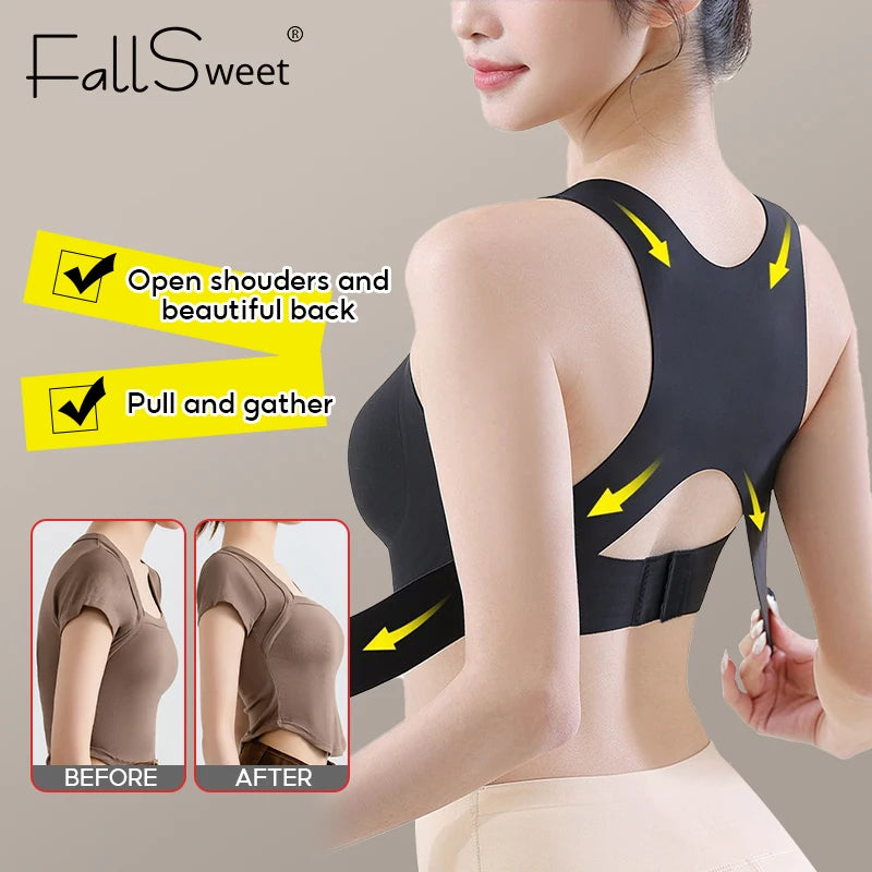 FallSweet Wireless Posture Correction Bra for Women Seamless Push Up Bralette with Cross Back Support for Daily Shaping Lingerie - Matrix Studios