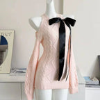 Preppy Style Sweet Knitted Sweater 2000s Aesthetic Gyaru Chic Korean Y2k Jumper Sweater Long Sleeve Coquette Knitwears - Matrix Studios