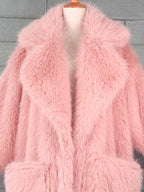 Lautaro Winter Long Oversized Pink Thick Warm Soft Shaggy Fluffy Faux Fur Coat Women Pockets Lapel Loose Sweet Cute Fashion 2022 - Matrix Studios