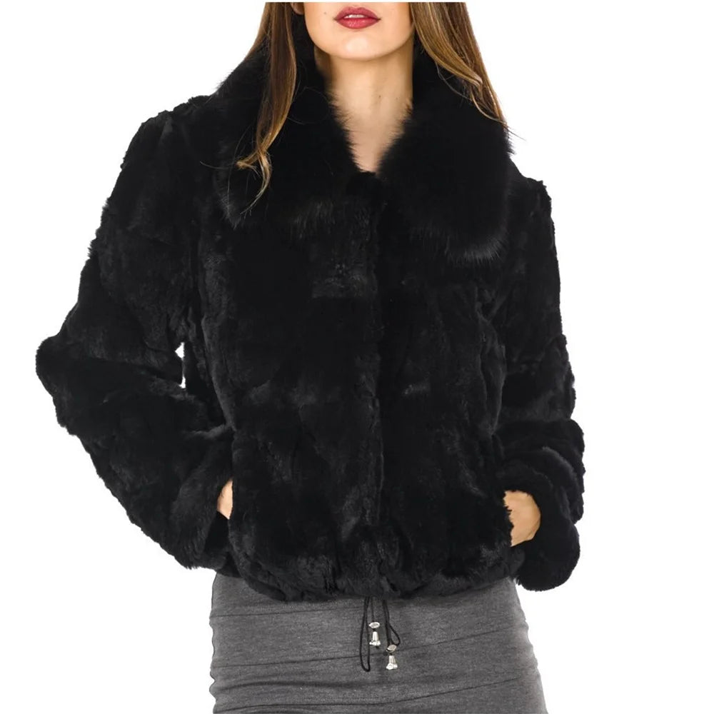 Fancy Rani Real Rabbit Fur Coat Women Winter Jacket Natural Leather And Fur Clothing Offer Female On - Matrix Studios