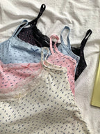 Elegant Lace Flower Print Slim Sexy Vest Floral Tops One Size Tank Spring Sweet Bowknot Style T-Shirt Casual Crop Top Summer - Matrix-studios.com