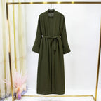 2pics Muslim Sets Muslim Jilbab Two Pieces Women Out Abaya Loose Cardigan Coat Sleeveless Inner Dress Prayer Clothing with Belt - Matrix-studios.com
