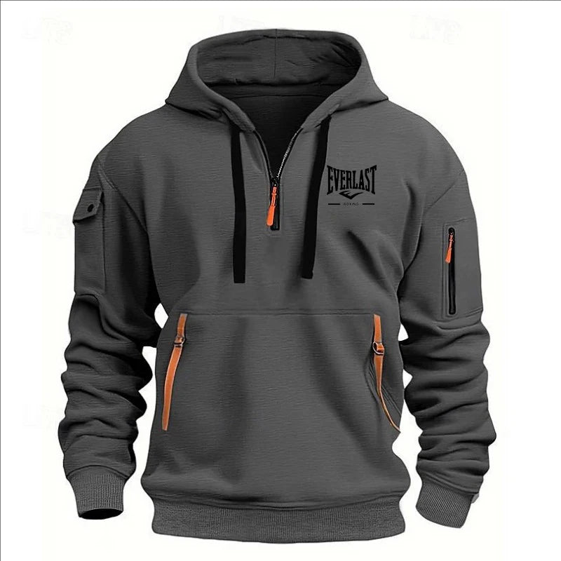 Fashion autumn and winter men's brand clothing multi-zipper design printed hoodie casual sweatshirt loose hooded jumper - Matrix Studios