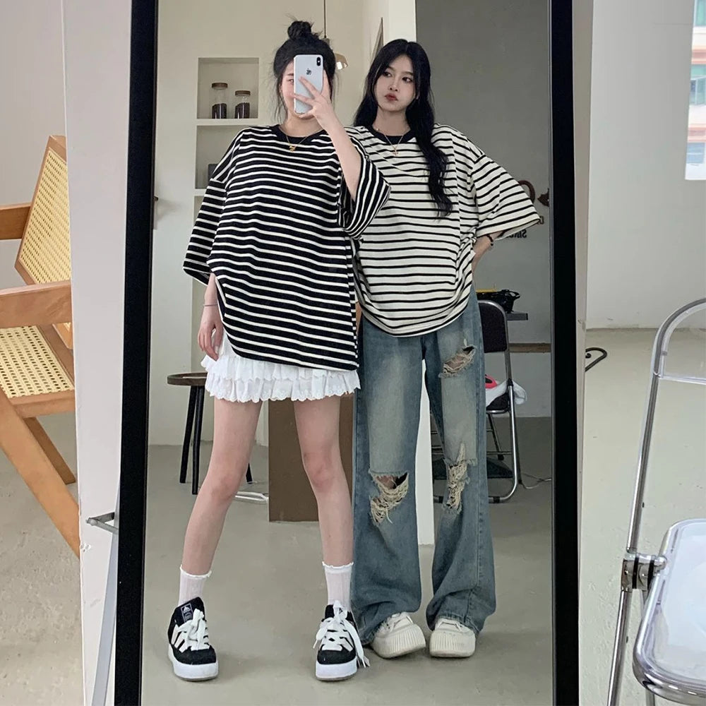 American Retro Hole-punched Jeans Women High Waist Straight-crotch Loose Slim Design High-street Vibe Wide-legged Dragging Pants - Matrix-studios.com