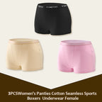 3Pcs Women's Panties Cotton Seamless Sports Boxers Underwear Female Solid Color Briefs Lingerie Intimate Underpant Finetoo S-XXL - Matrix Studios