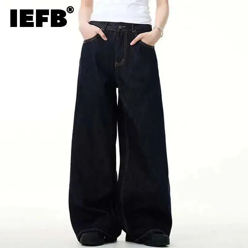 IEFB Simple Men's Denim Pants Vintage Washing Wide Leg Loose Jeans Casual Straight American Style Male Trousers New 2026 9W190 - Matrix Studios