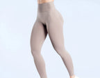 Logo Seamless Women's Solid Waist Yoga Pants Three-Section Waist Sexy Hip-Lifting Tight Sports Fitness Exercise Pants - Matrix-studios.com