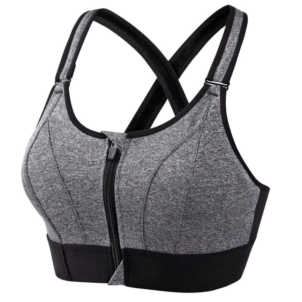 Sports Bras For Women Front Zipper Adjustable Strap Shockproof Elastic Fitness Athletic Brassiere Slim Yoga Crop Top - Matrix Studios