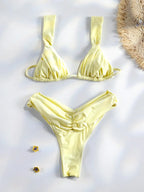 Sexy Folds Bikini Set Solid Micro Bikinis Women Swimsuit Female Triangle Swimwear Beach Wear Bathing Suit - Matrix-studios.com