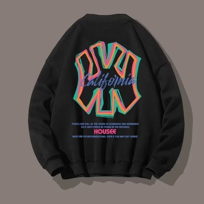 American Style Baseball Style Trendy Brand Print Cool Guy Outfit Men's Sweatshirts High Street Casual Sweater - Matrix Studios