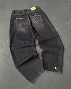 American Y2K Street Trend Letter Embroidered Loose Jeans Men Harajuku New Hip Hop Oversized Wide-leg Pants Unisex Mopping Jeans - Matrix Studios