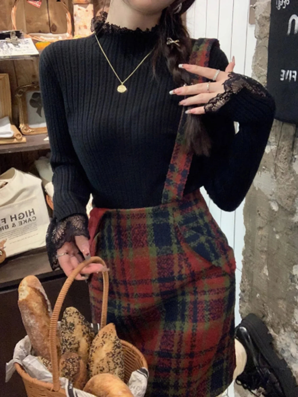 Autumn Winter Turtleneck Skinny Elastic Knitted Pullovers Women Solid Color Tops Female Long Sleeve Knit Patctwork Lace Sweater - Matrix Studios
