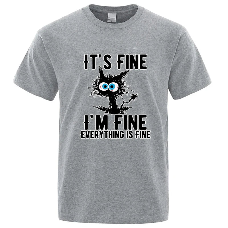 Men's High Quality T-shirt Cotton Blend Funny Cool Cat Printed T-shirt Casual Men Short Sleeve T-shirt for Men T-Shirt Male Top - Matrix Studios