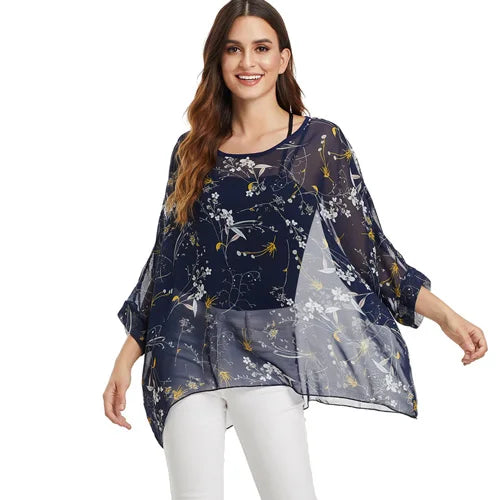 Women Blouses Plus Size Clothing Summer 2021 Novelty Bohemian Shirts Blusas Femininas Bohemian Style Women's Chiffon Tops Tees - Matrix-studios.com