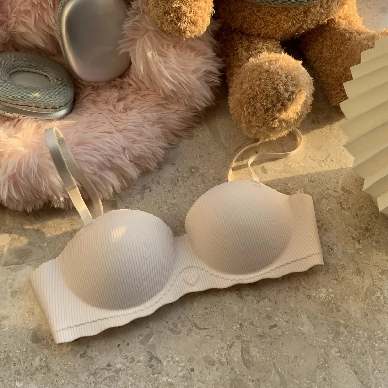 Sexy Push-Up Seamless Bra Women's Non-wire Ribbed Bralette Soft Fixed Half-Cup Underwear Invisible Bra Small Chest Lingerie S-XL - Matrix Studios