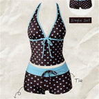 Kawaii Pink Dot Bikini Shorts Bowknot Halter Backless Swimsuit Deep V Swimwear Women's Bikinis and Tankinis Vacation Outfit Sets - Matrix-studios.com