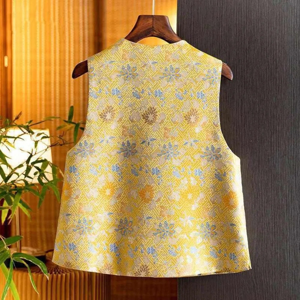 Thin Vest for Women Clothing Ethnic Style Print Vintage Clothes Streetwear Coats Women Jackets Chinese style Casual Summer - Matrix Studios