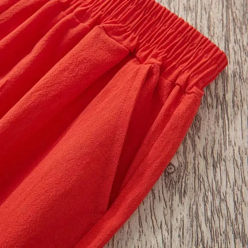 Women Summer Casual Loose Harem Elastic Waist Cotton Linen Pants Ninth Trousers - Matrix-studios.com