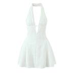 YENKYE French Style Retro Polka Dot Deep V Halter Dress Women Sexy Backless A-line Slim Sweet Elegant Mini Dresses Summer Robe - Matrix-studios.com