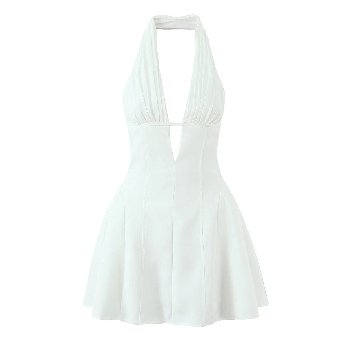 YENKYE French Style Retro Polka Dot Deep V Halter Dress Women Sexy Backless A-line Slim Sweet Elegant Mini Dresses Summer Robe - Matrix-studios.com