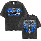 Anime Attack on Titan Vintage Washed Print T-shirt Mikasa Ackerman Eren Jaeger Wings of Freedom Logo Mens Summer Cotton T-shirts - Matrix Studios