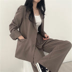 2026 Spring New Women's Clothing Suit Jacket Casual Pants Set Wide Leg Suit Pants Elegant Office Lady Business Suit Set Blazers - Matrix-studios.com