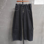IEFB Korean Style Men's Jeans Solid Color Metal Buckle Casual Streetwear Straight Wide Leg Loose Male Denim Pants Fashion 9X270 - Matrix Studios