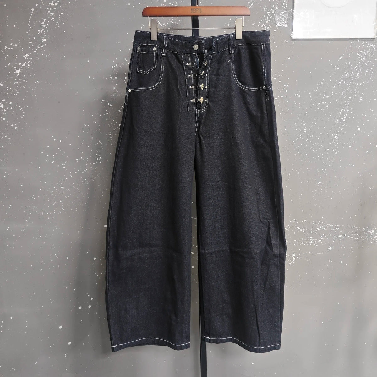IEFB Korean Style Men's Jeans Solid Color Metal Buckle Casual Streetwear Straight Wide Leg Loose Male Denim Pants Fashion 9X270 - Matrix Studios