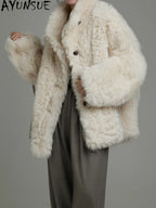 AYUNSUE Natural Sheepskin Fur Coat Women 2025 Real Leather Jacket Winter Jackets Luxury Clothing Female New Style Шуба Женская - Matrix Studios