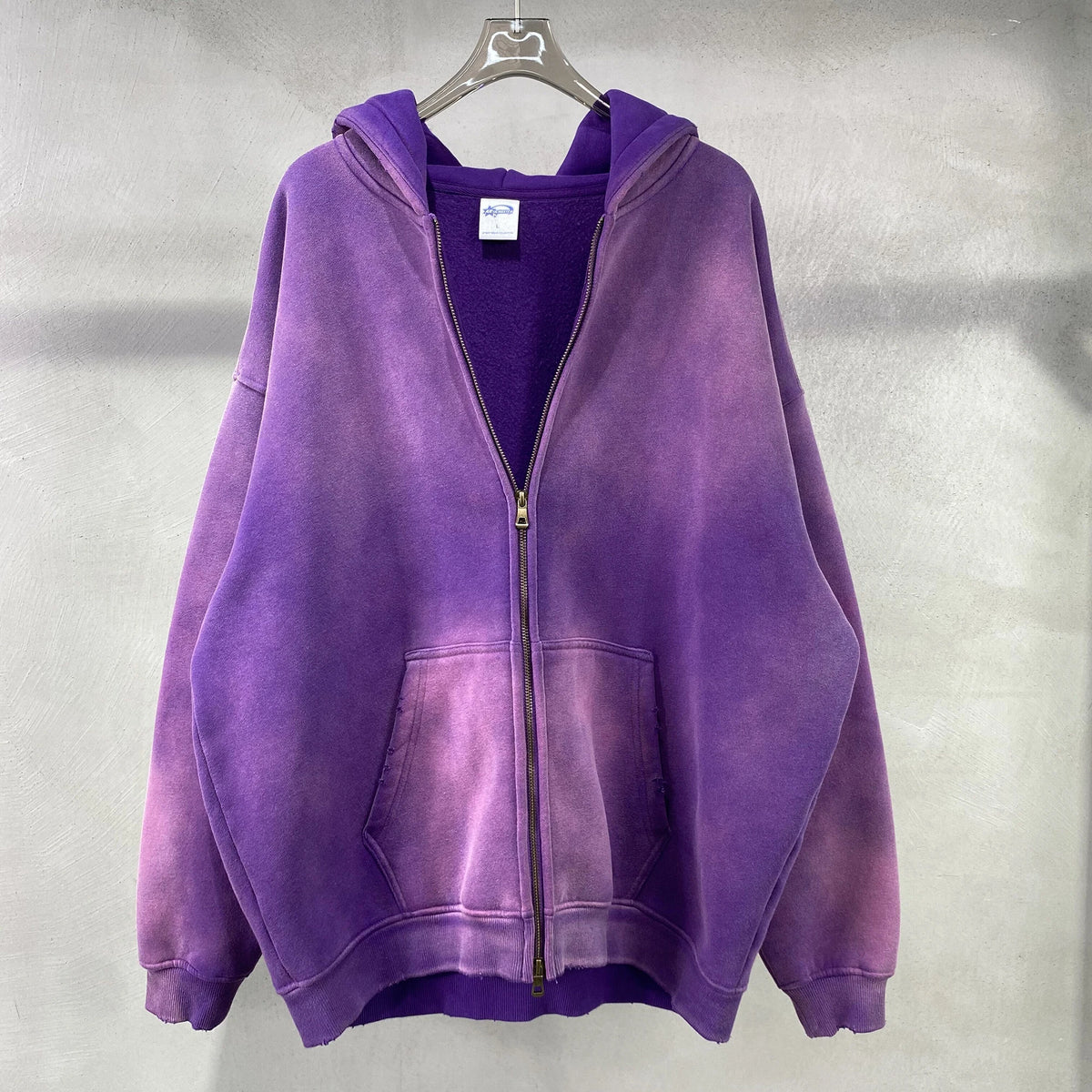 Men's Zip Up Hoodies Tie Dye Washed Double Oversize Cardigan Sweatshirt Loose Plus Plush Gradient Man Hooded Pullovers Winter - Matrix Studios