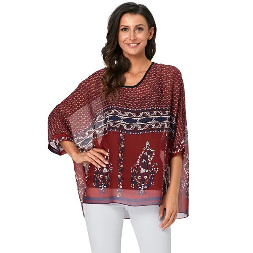 Women Blouses Plus Size Clothing Summer 2021 Novelty Bohemian Shirts Blusas Femininas Bohemian Style Women's Chiffon Tops Tees - Matrix-studios.com