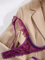 Women's Lingerie Ultra Sexy Open Bra Thong Sets Romantic Lace Underwear Hollow Ultra Thin Lingerie Set Intimate Erotic Lingerie - Matrix-studios.com
