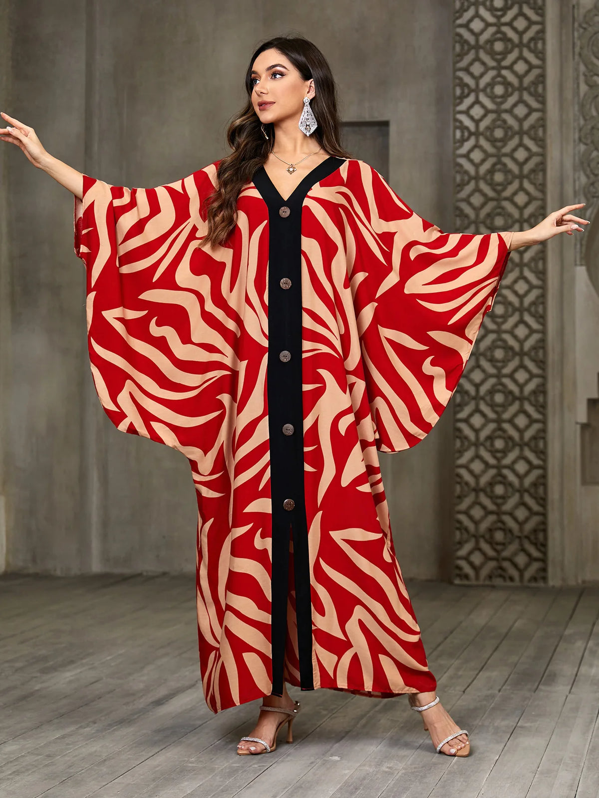 Caftans for Women Plus Size V-Neck Batwing Sleeve Kaftan Dress for Beach Swimwear Cover-Up Loungewear Mumu Dresses - Matrix Studios