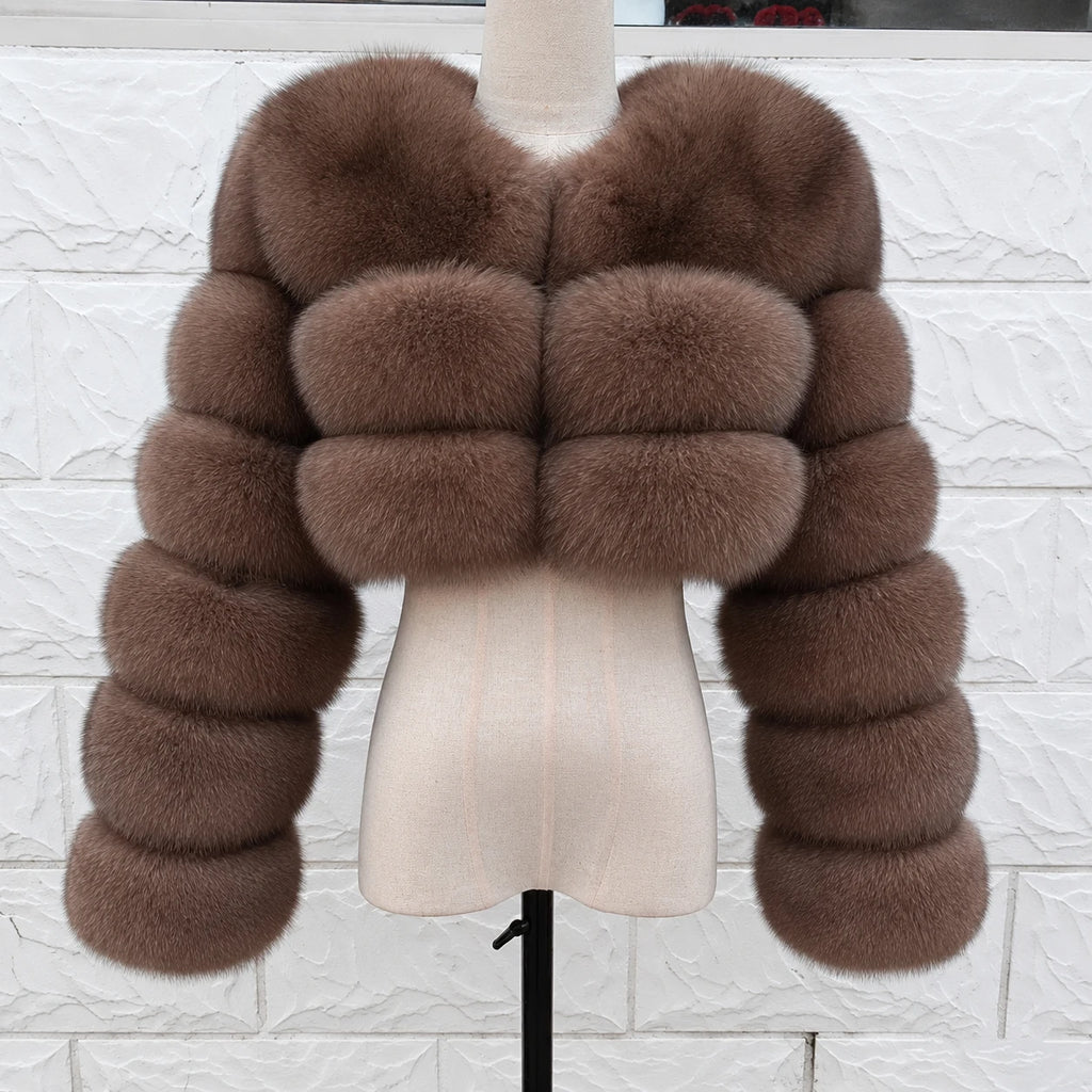 QUEENTINA Real Fox Fur Coat 30cm Women'S New Fashion Winter Leather And Skin White Clothing Natural New In Coats & Jackets - Matrix Studios